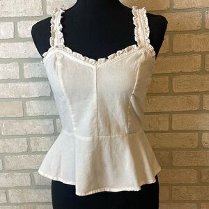 E & M linen blend ruffle tank top size S